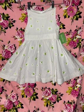 Lilly Pulitzer white green daisy tank dress summer y2k vintage 3t flower Easter